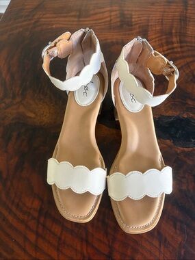 b.o.c. Cream Scalloped Ankle-Strap Sandals